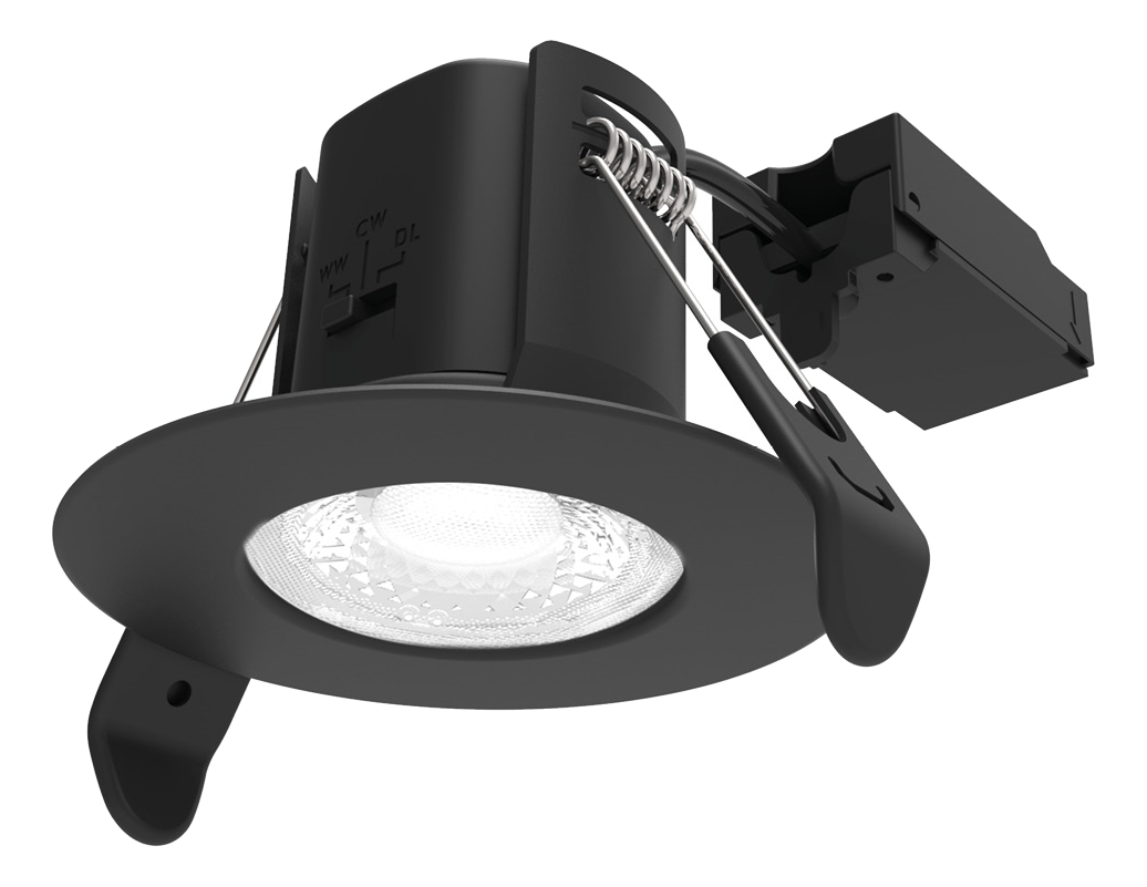 Allled Atom Fire Rated LED Dimmable Downlight Fixed Black IP65 CCT