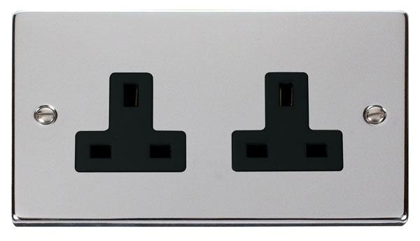 Click VPCH032BK Socket 2Gang 13A PC
